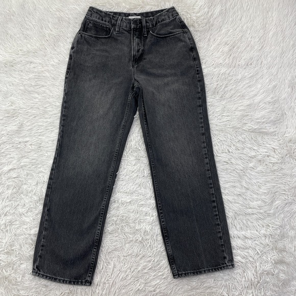 Good American Denim - Good American Pants Womens 4/27 Black 90s Duster Straight Leg Jeans Denim Casual